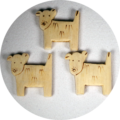 - Wooden Dog Motif - 10 Pack